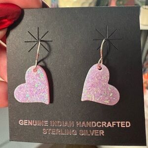 Mike Buddick Native Handcrafted Sterling Silver Heart Earrings